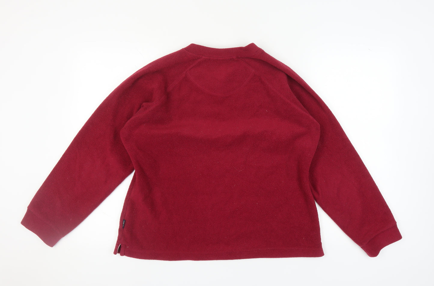 Peter Storm Women's Red V-Neck Fleece Sweatshirt - Size 16