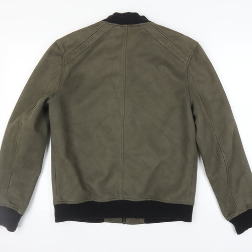 River Island Men's Green Bomber Jacket M Casual