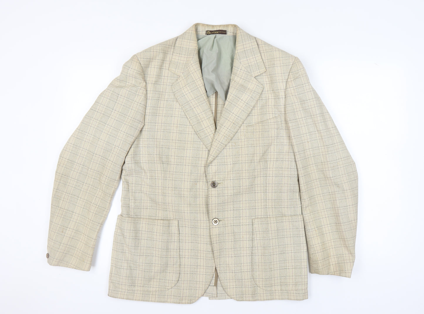 Gurtex Men's Beige Check Blazer, Size 40 Regular Fit