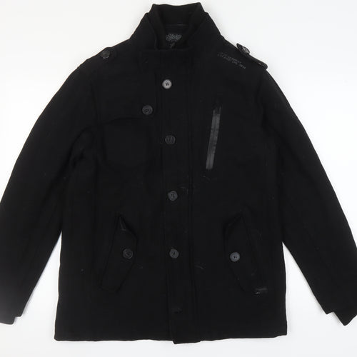 Brave Soul Men's Black Military Wool Jacket L