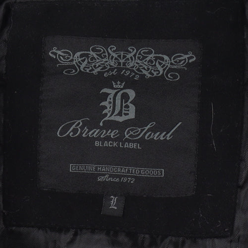 Brave Soul Men's Black Military Wool Jacket L