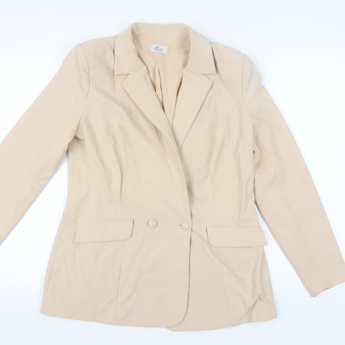 Oh Polly Women's Beige Blazer 10 Lined Double-Breasted
