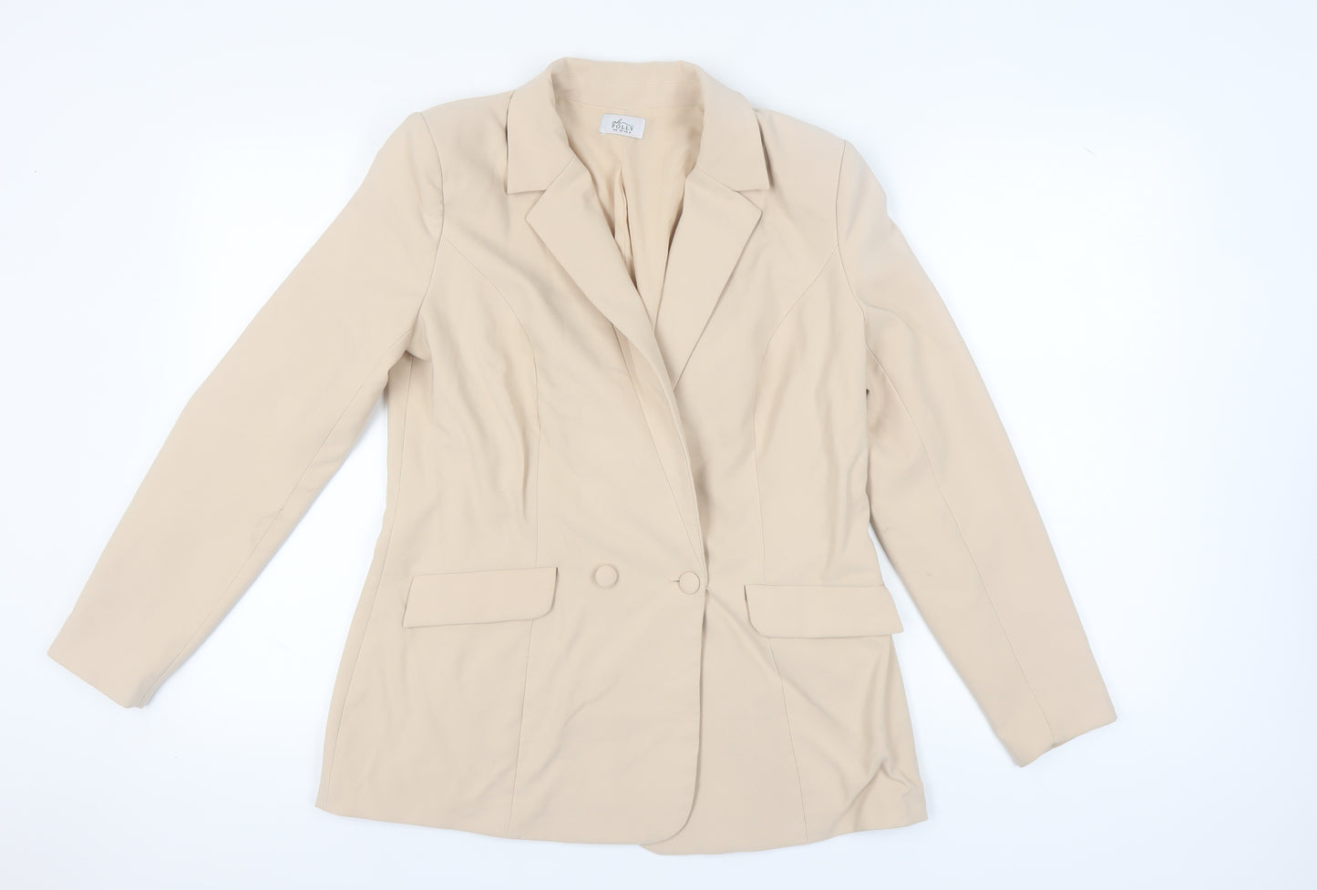 Oh Polly Women's Beige Blazer 10 Lined Double-Breasted