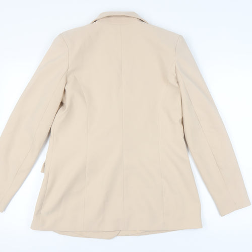 Oh Polly Women's Beige Blazer 10 Lined Double-Breasted