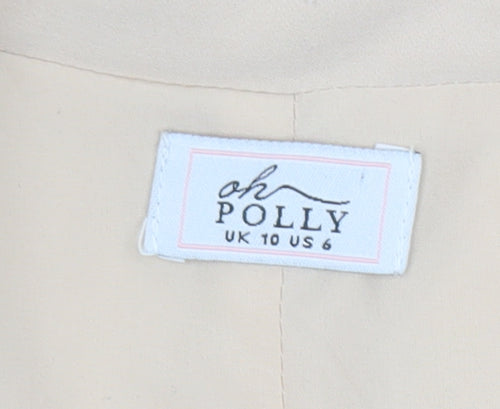 Oh Polly Women's Beige Blazer 10 Lined Double-Breasted