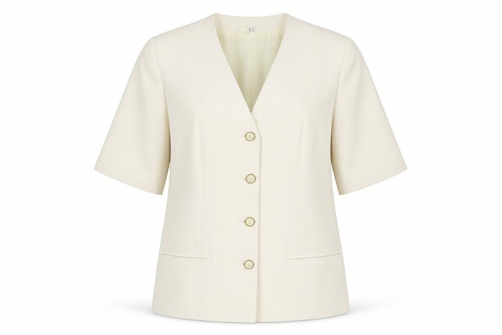 Front view of C&A Women's Ivory Suit Jacket, size 14, Classic Style