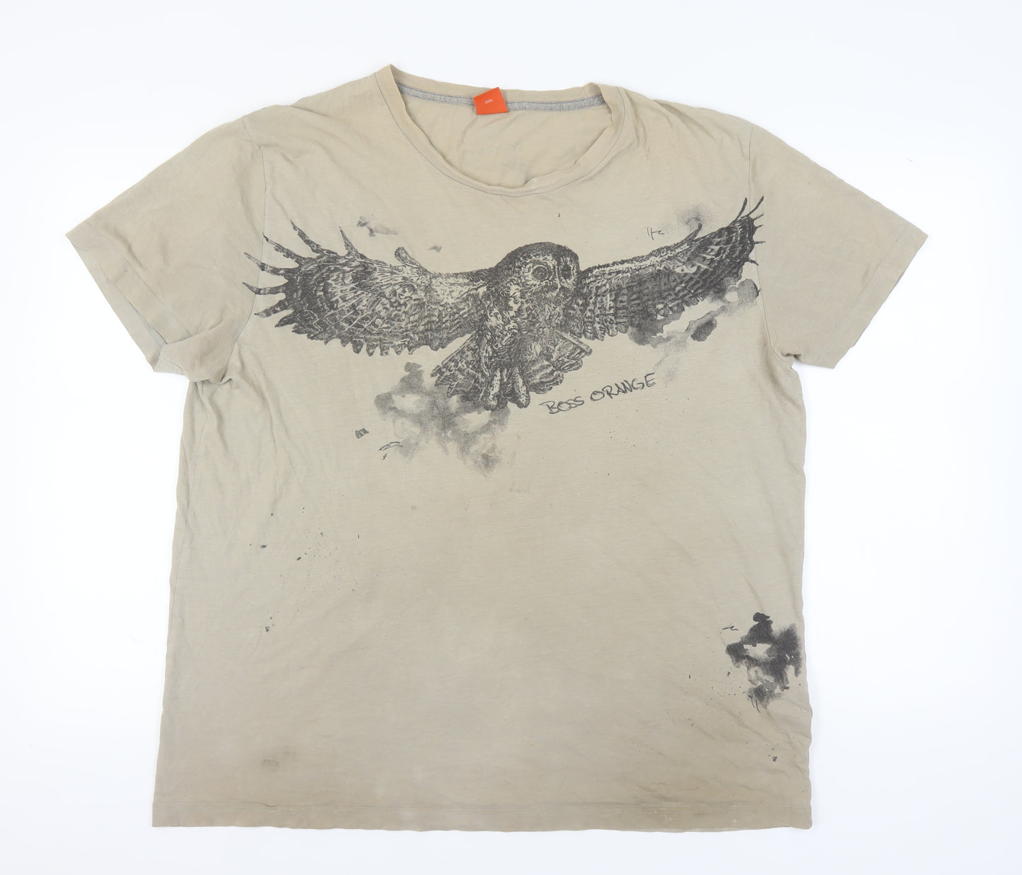 Hugo Boss Beige 3XL Men's Owl Graphic T-Shirt