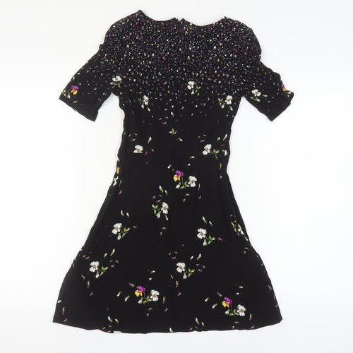 Jack Wills Women's Black Floral A-Line Dress Size 6