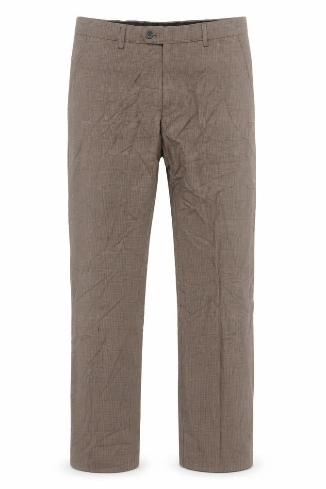 Front view of Next Men's Brown Trousers, size 30, Flat Front