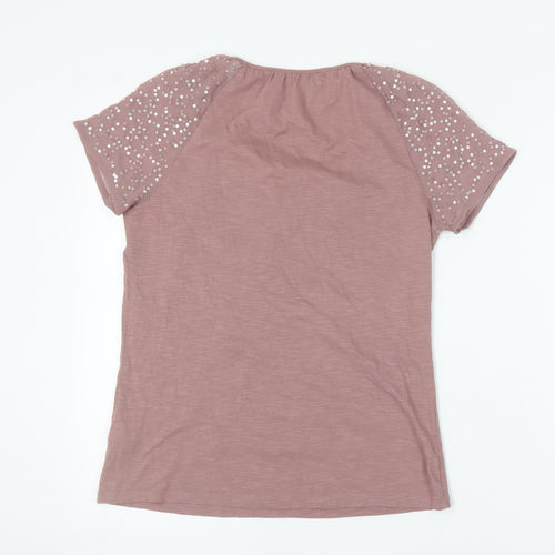 Rocha John Rocha Women's Pink Sequin Crochet T-Shirt 10