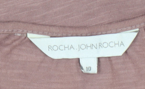 Rocha John Rocha Women's Pink Sequin Crochet T-Shirt 10