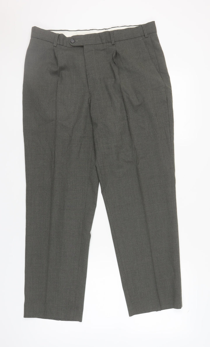 Debenhams Men's Grey Wool Trousers, Size 36, Workwear