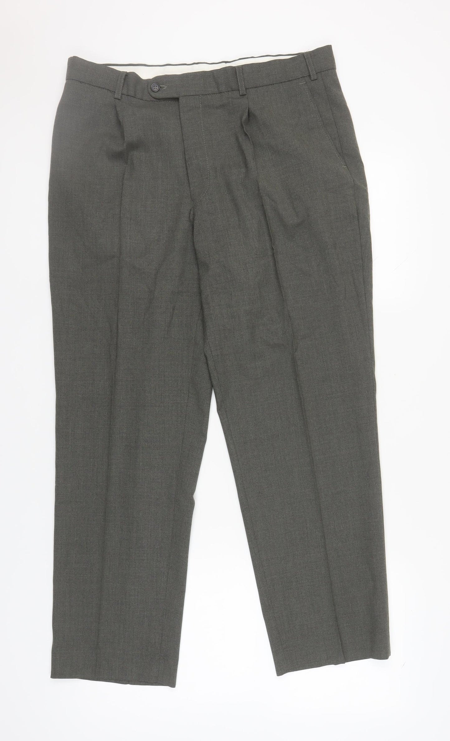 Debenhams Men's Grey Wool Trousers, Size 36, Workwear