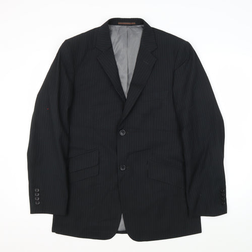 San Luca Men's Black Striped Blazer, Size 38R
