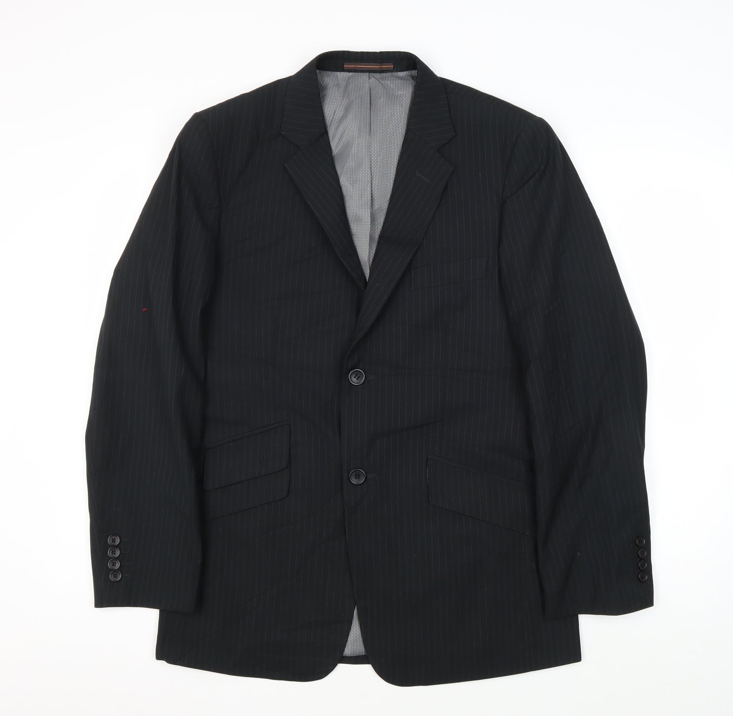 San Luca Men's Black Striped Blazer, Size 38R