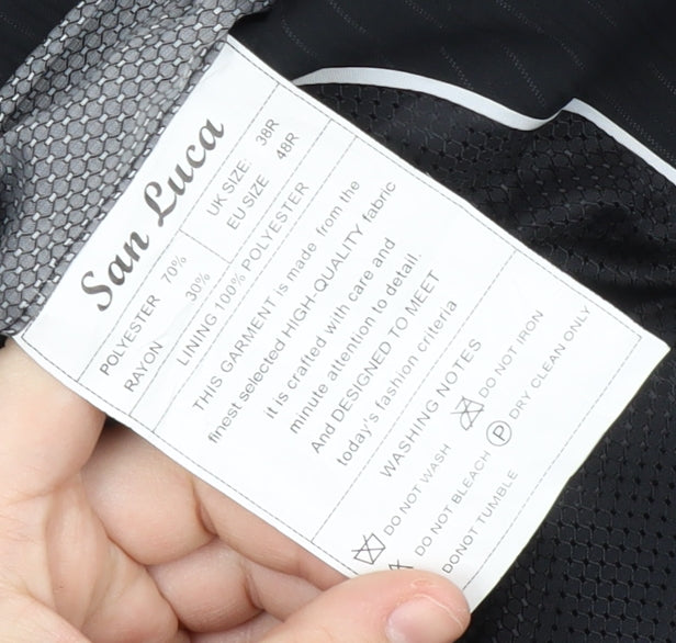 San Luca Men's Black Striped Blazer, Size 38R