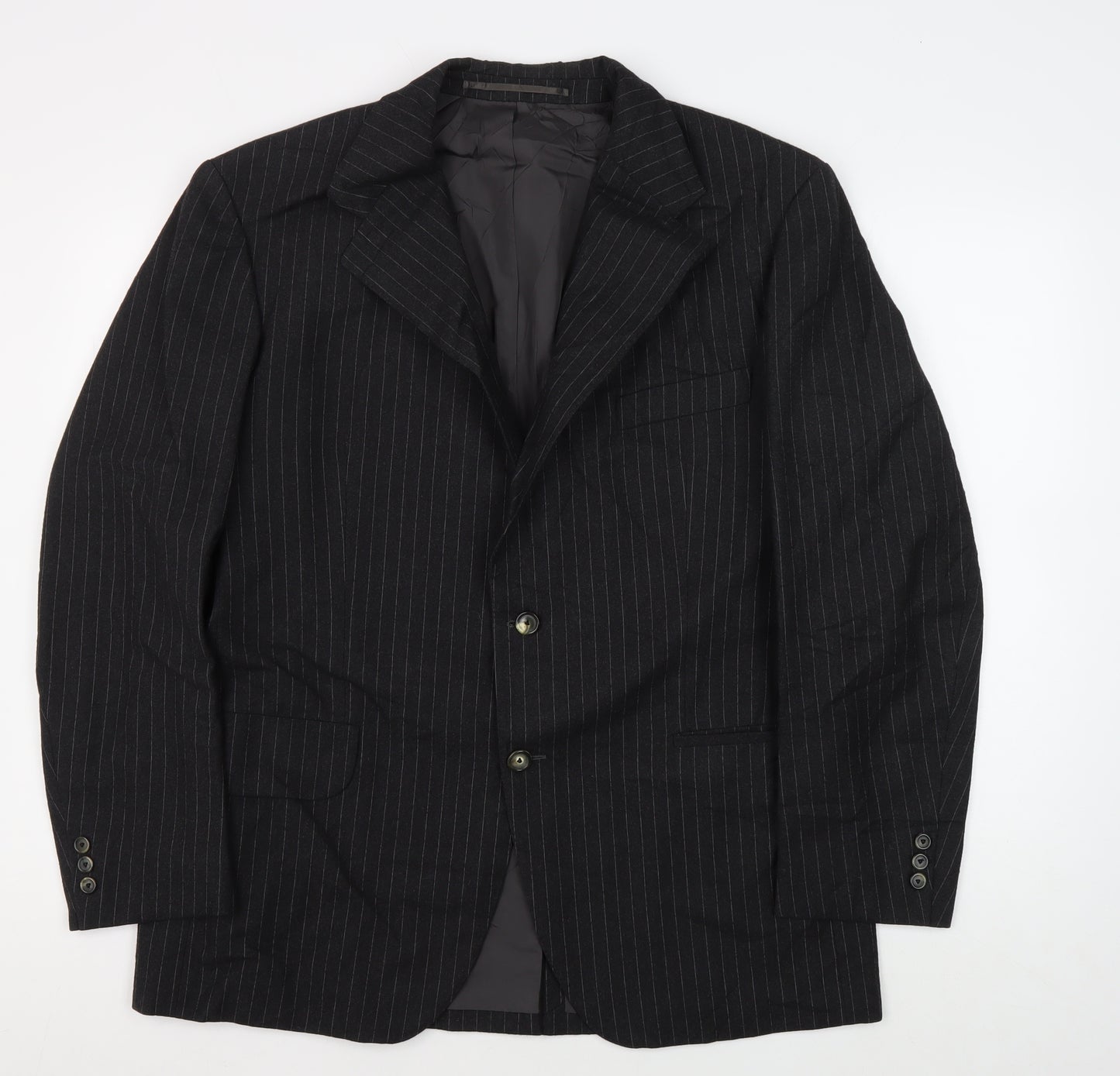 Esquire Men's Black Pinstripe Wool Blazer Jacket 54
