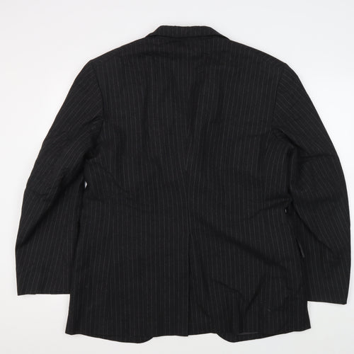 Esquire Men's Black Pinstripe Wool Blazer Jacket 54