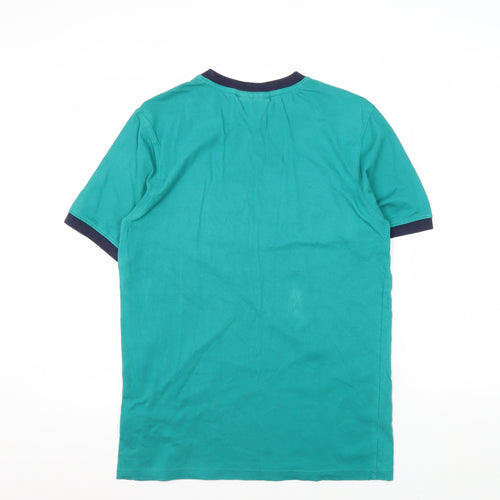 Fila Men's Green Cotton Crew Neck Logo T-Shirt, Size S