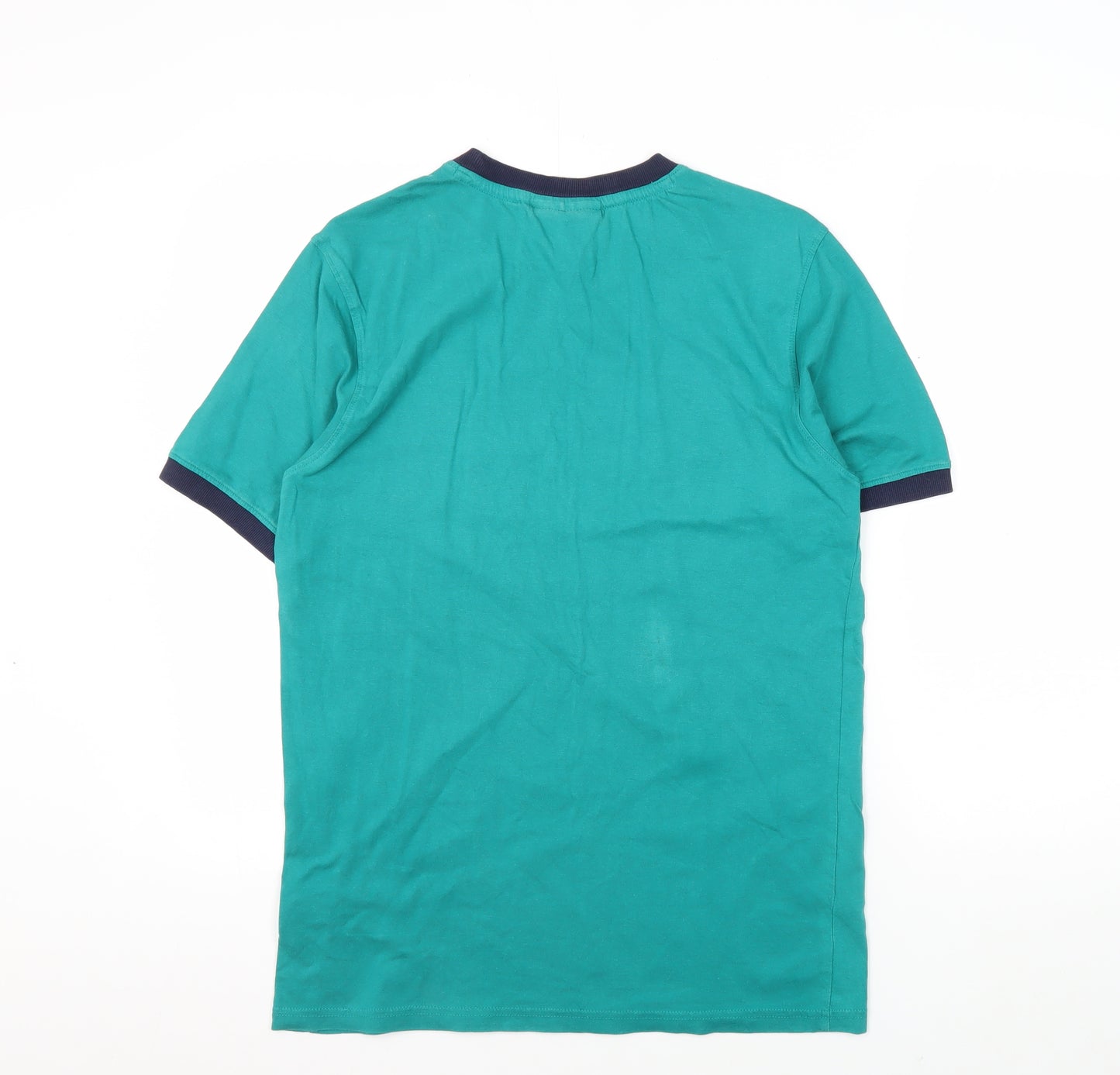 Fila Men's Green Cotton Crew Neck Logo T-Shirt, Size S