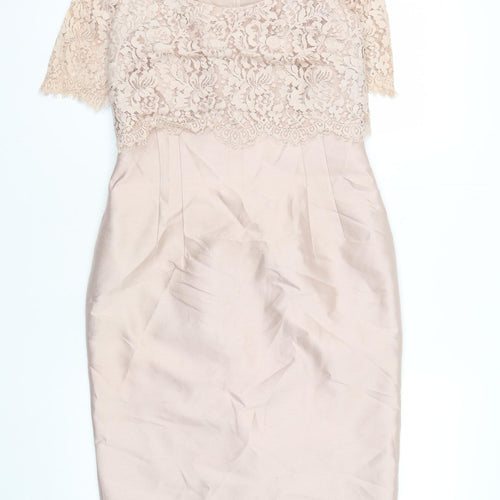 Hobbs Women's Beige Sheath Dress, Size 8, Formal Elegance