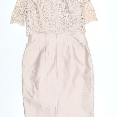 Hobbs Women's Beige Sheath Dress, Size 8, Formal Elegance