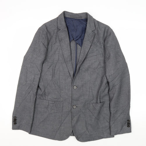 Jack & Jones Men's Grey Blazer, Size 48, Notch Lapel