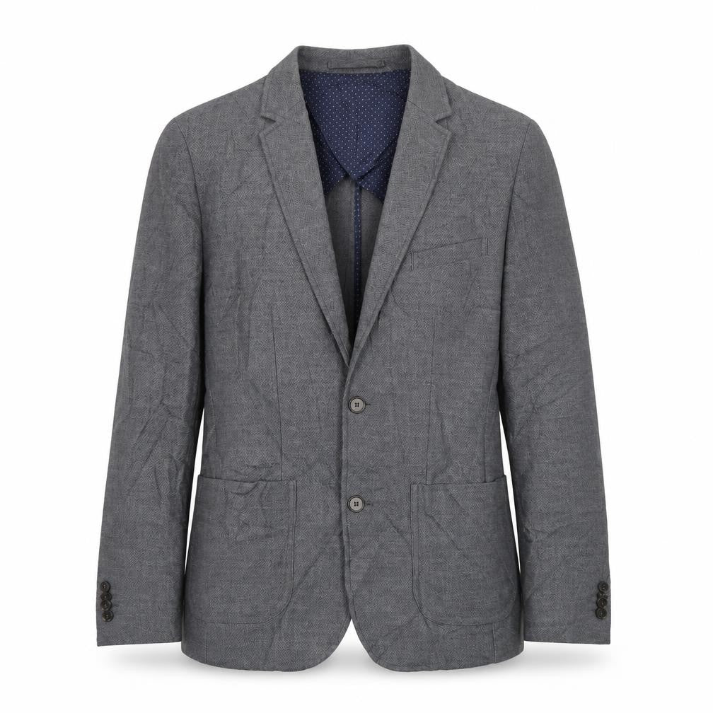 Front view of Jack & Jones Men's Grey Blazer, size 48, Notch Lapel