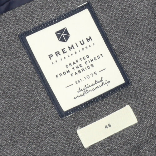 Jack & Jones Men's Grey Blazer, Size 48, Notch Lapel