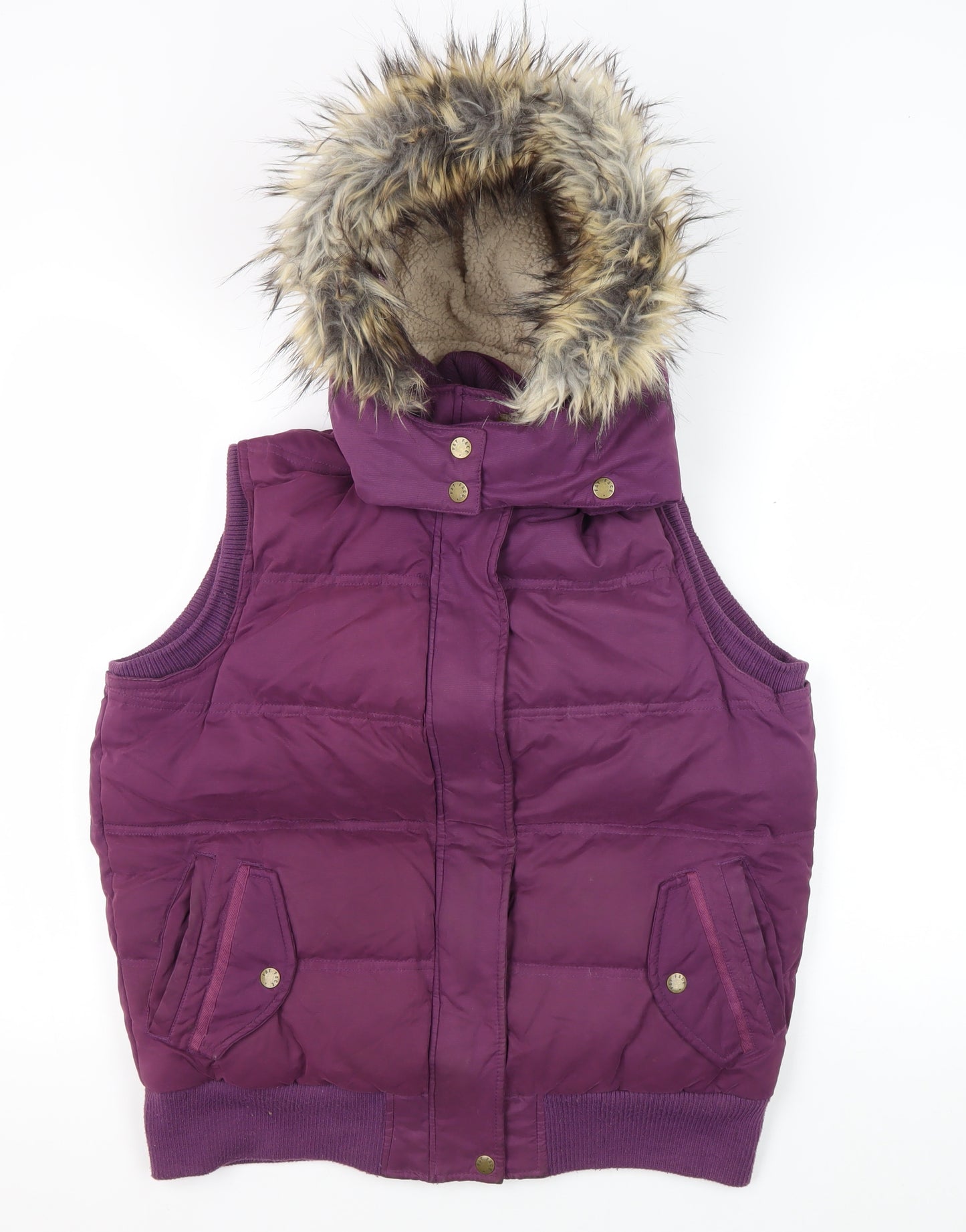 Fat Face Women's Purple Puffer Waistcoat Size 14