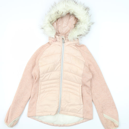 Michael Kors Girls Pink Puffer Jacket 7-8 Years Hooded Winter