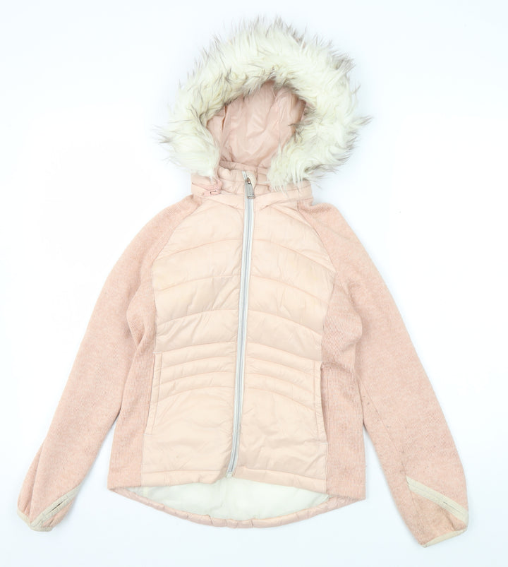 Michael Kors Girls Pink Puffer Jacket 7-8 Years Hooded Winter