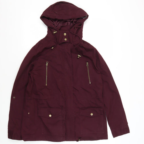 Bongo Women's Red Parka Jacket M Hooded Zipper