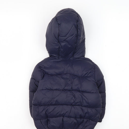 Zara Boys Blue Puffer Jacket 12-18 Months Hooded Lined