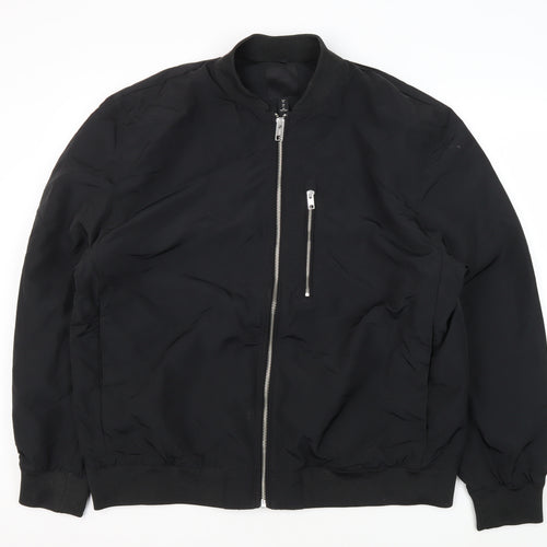 H&M Men's Black Bomber Jacket, XL, Casual Style