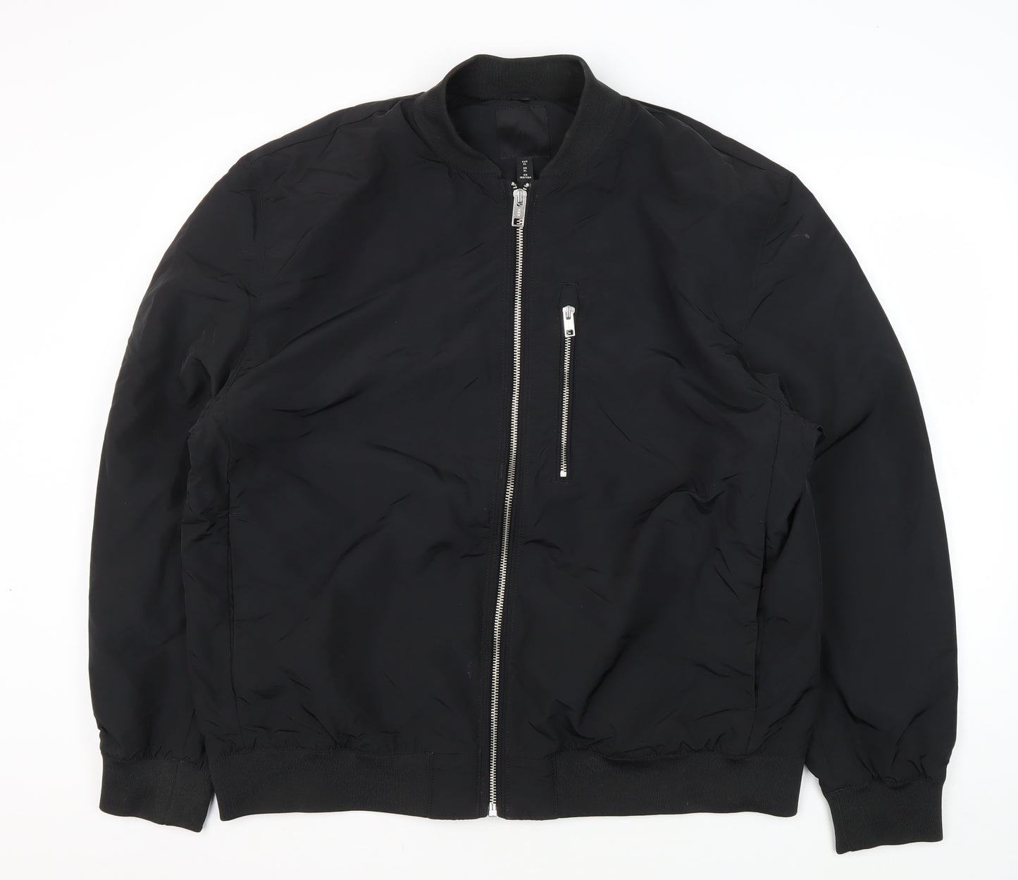 H&M Men's Black Bomber Jacket, XL, Casual Style
