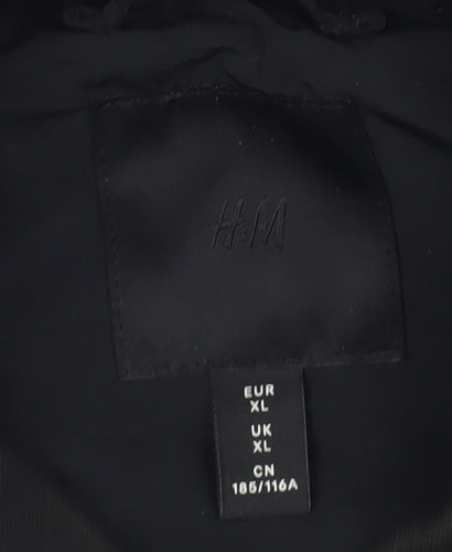 H&M Men's Black Bomber Jacket, XL, Casual Style