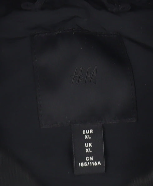 H&M Men's Black Bomber Jacket, XL, Casual Style