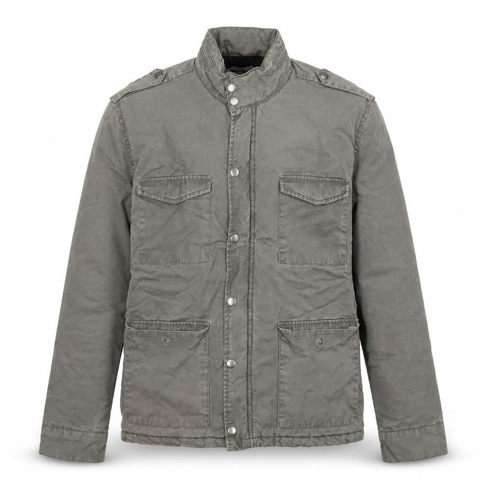 Front view of Charcoal Men's Green Military Jacket L Limited Edition