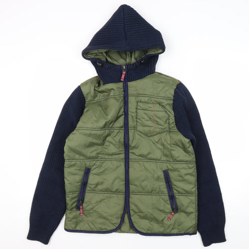 Next Boys Green Hooded Jacket Size 14 Years Nylon Acrylic Wool