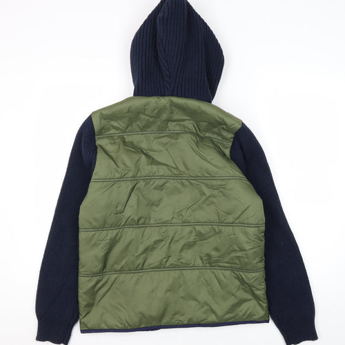 Next Boys Green Hooded Jacket Size 14 Years Nylon Acrylic Wool