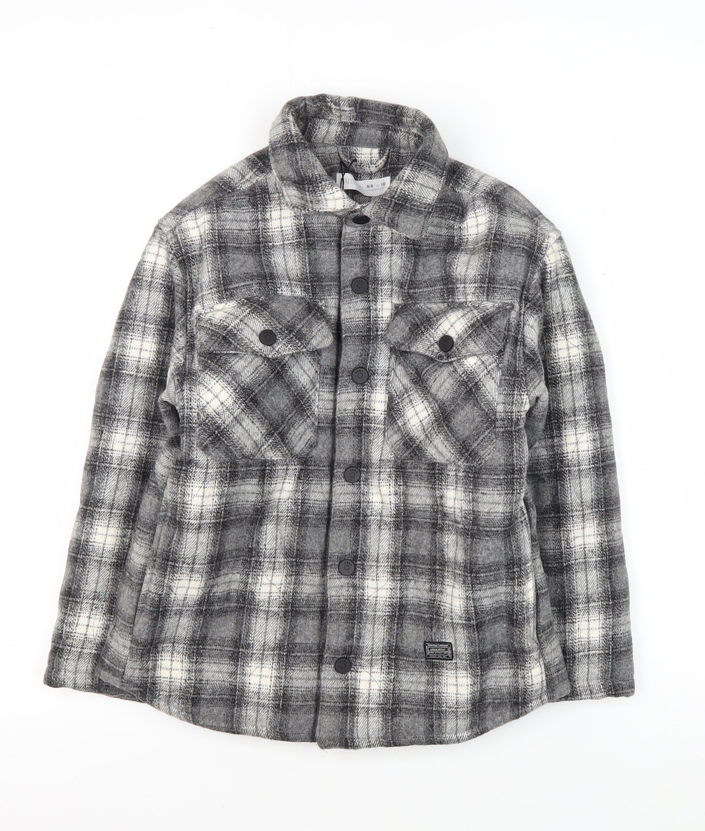 Zara Boys Grey Plaid Shirt Jacket 8-9 Years