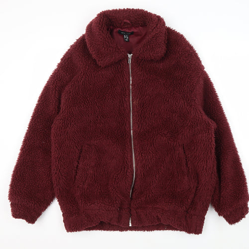 New Look Women's Red Fleece Jacket, Size 8, Casual
