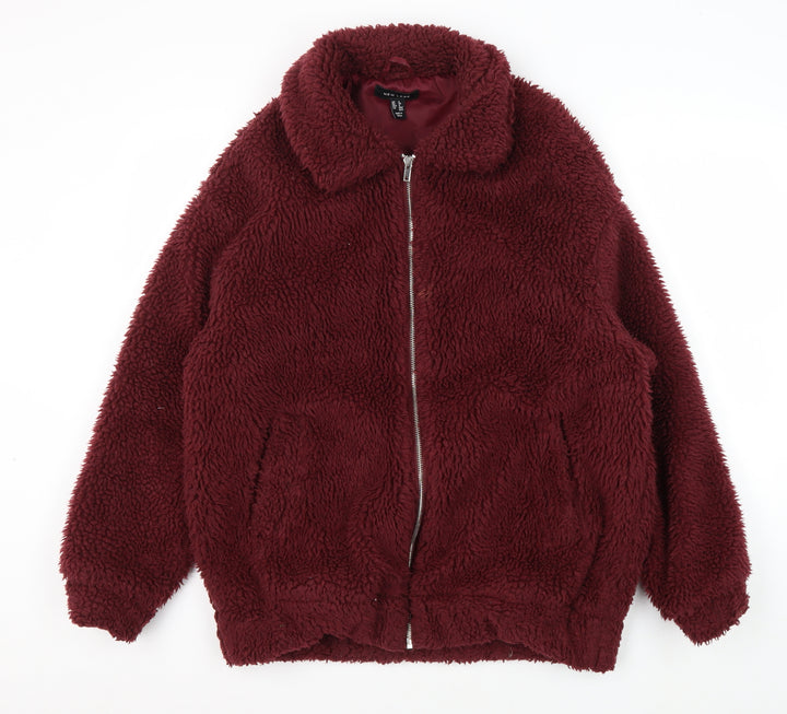 New Look Women's Red Fleece Jacket, Size 8, Casual