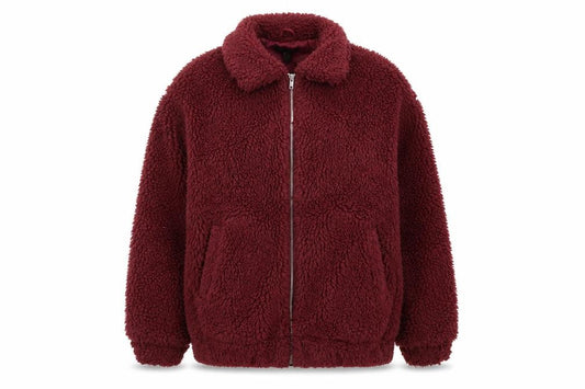 Front view of New Look Women's Red Fleece Jacket, size 8, Casual