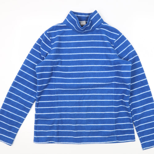 Cotton Traders Blue Mock Neck Women's Striped Sweatshirt 10