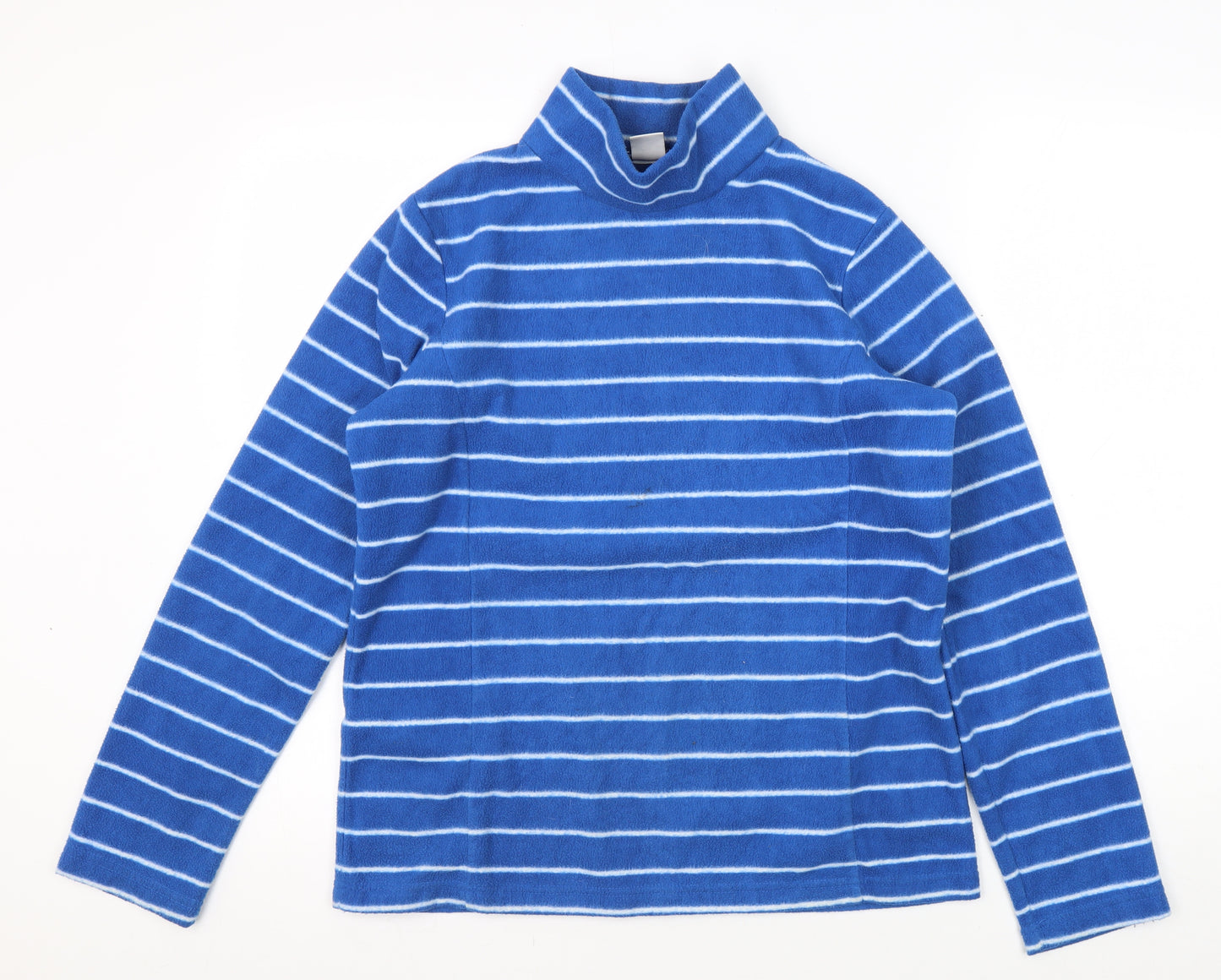 Cotton Traders Blue Mock Neck Women's Striped Sweatshirt 10