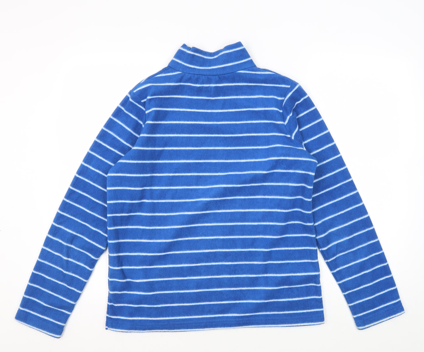 Cotton Traders Blue Mock Neck Women's Striped Sweatshirt 10