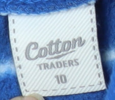 Cotton Traders Blue Mock Neck Women's Striped Sweatshirt 10