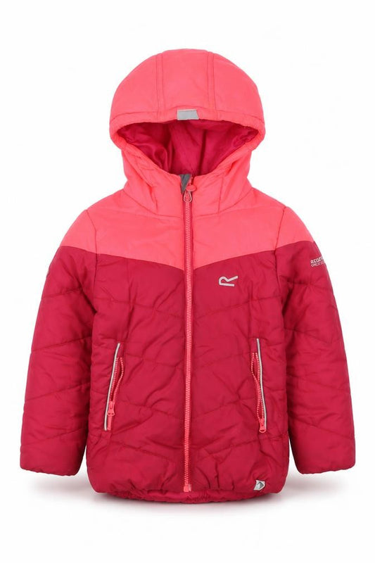 Front view of Regatta unisex kids red puffer jacket 5-6 years